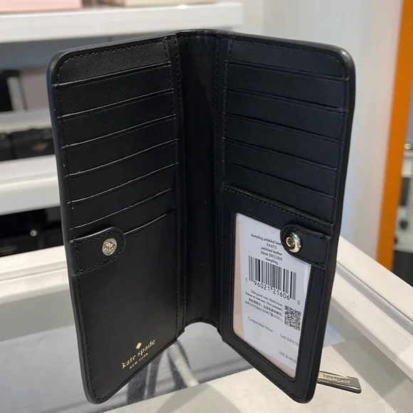 Kate Spade Dumpling Large Slim Bifold Wallet 
COLOR: Black - Picture 9 of 16